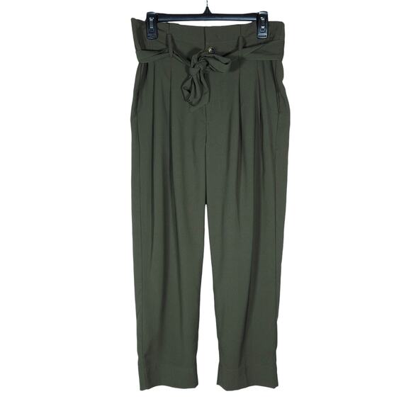 Madewell Pants - Madewell Womens Pants 4 Olive Green Paperbag Cropped Tapered Tie Waist Trouser